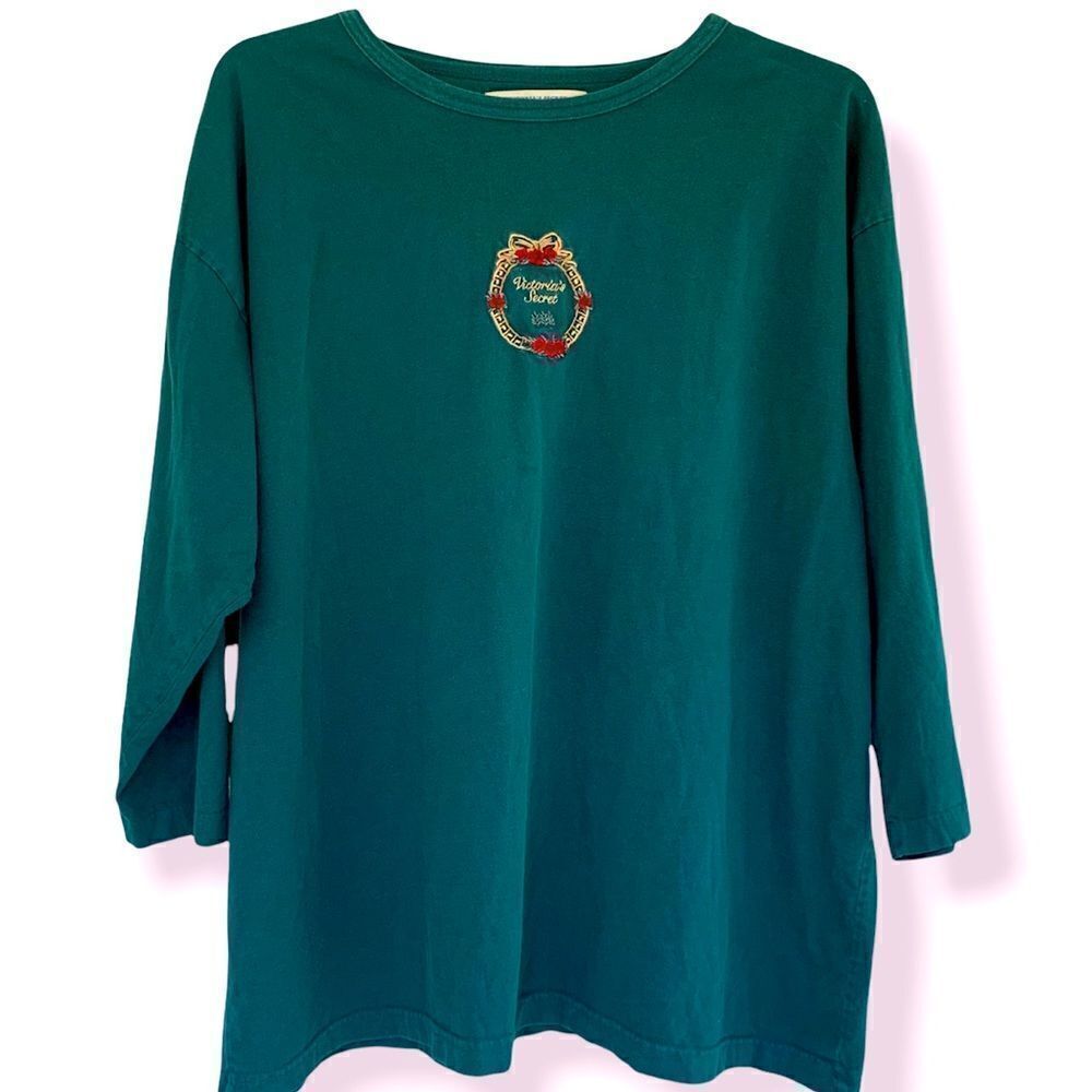 Vintage Victoria’s Secret Country cotton 3/4 length sleeve Christmas holiday top